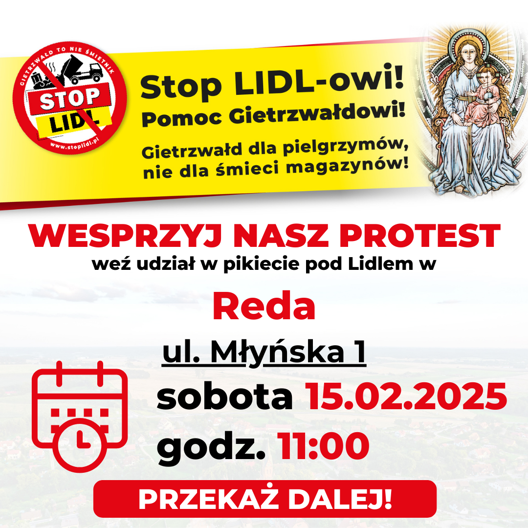 Reda plakat pikiet luty 2025