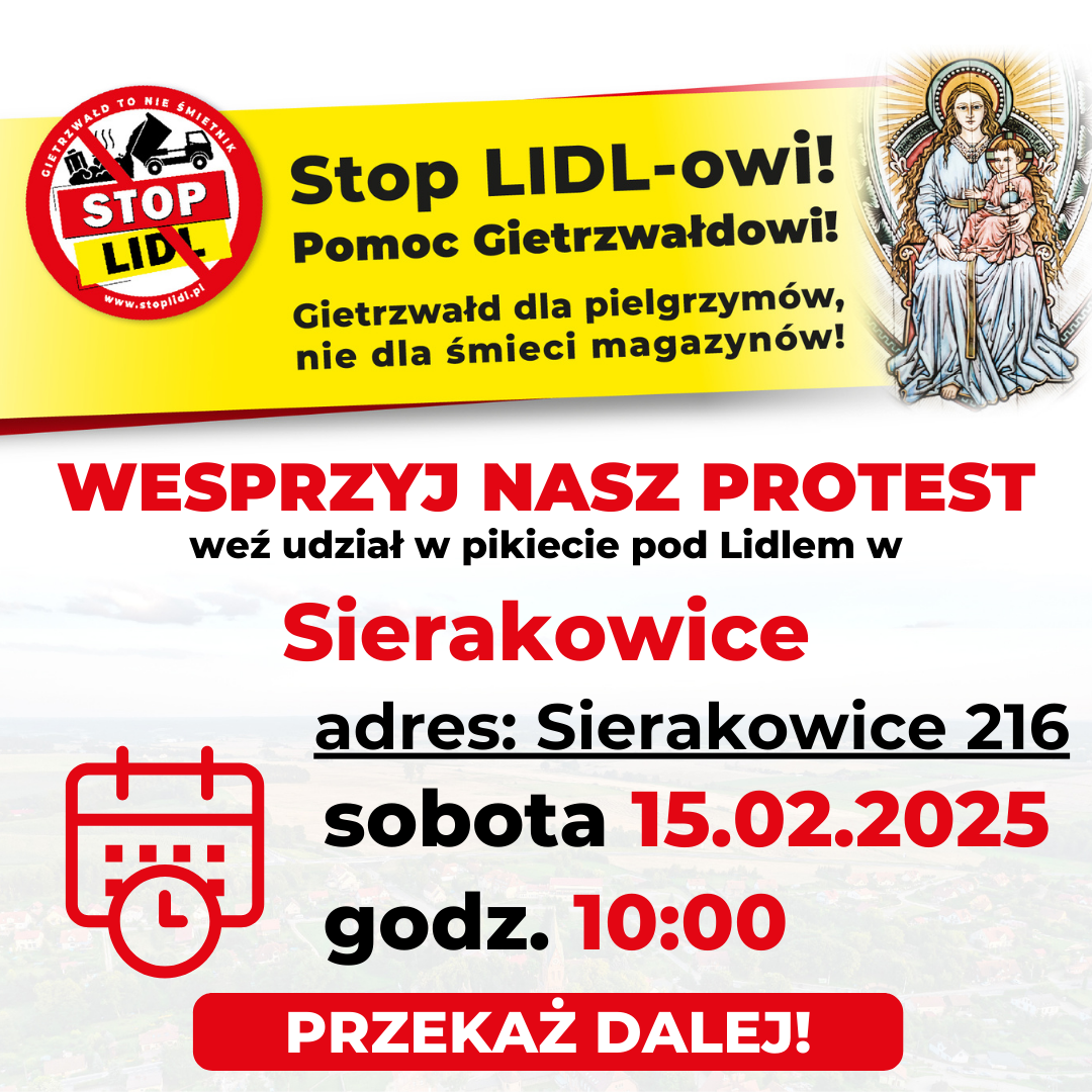 Sierakowice plakat pikiet luty 2025
